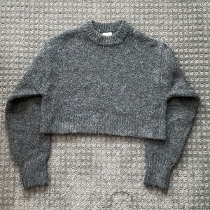 H&M Charcoal Women's Crew Neck cropped Sweater